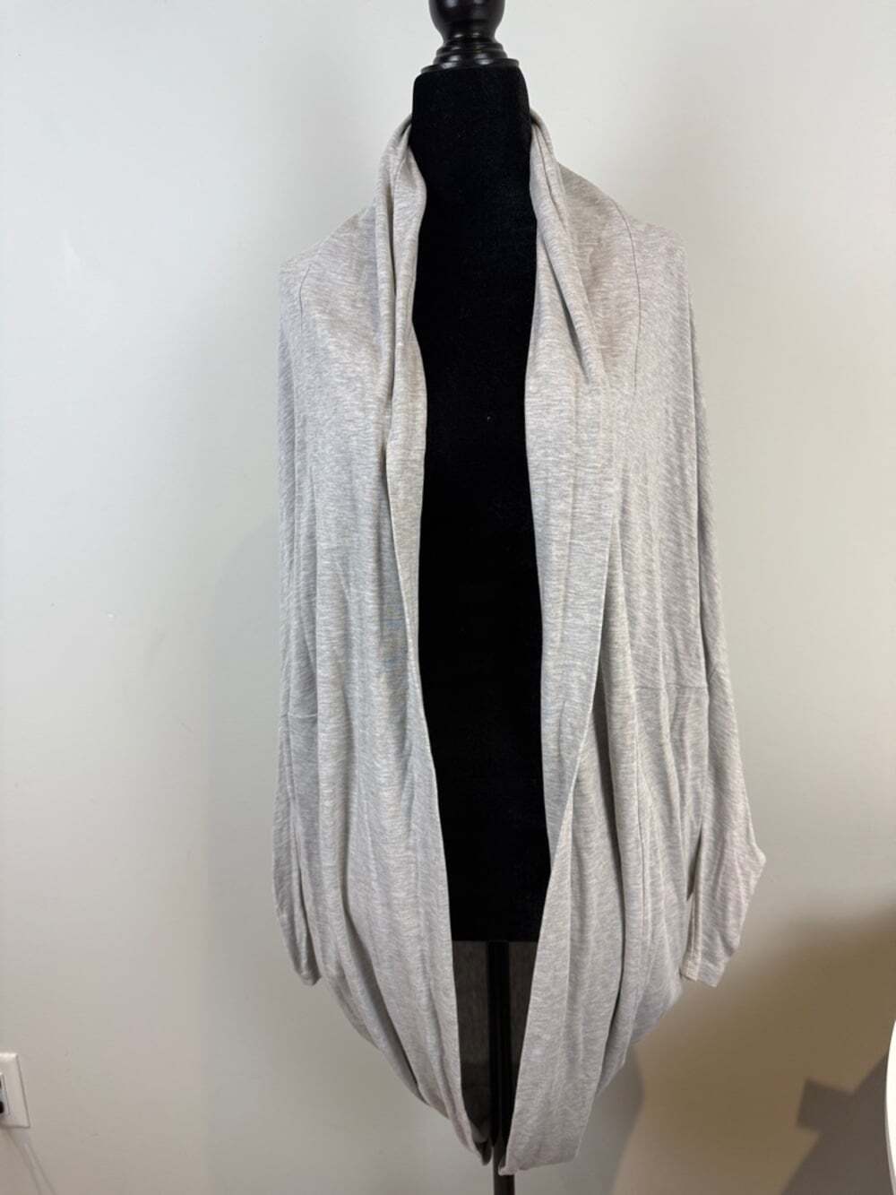 Babaton Light Gray Draped Open-Front Cardigan
